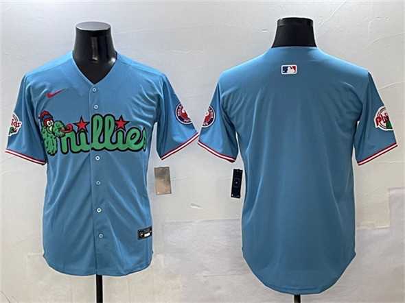 Men%27s Philadelphia Phillies Blank Light Blue Phanatic Limited Stitched Jersey